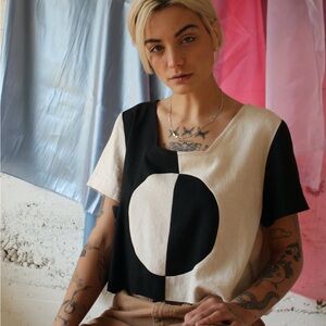 The Eclipse Crop Top in Black and Cream